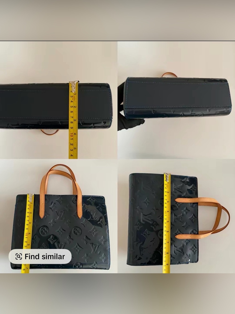 Louis Vuitton Dark Blue Vernis Tote with Leather Handles - Picture 6 of 8